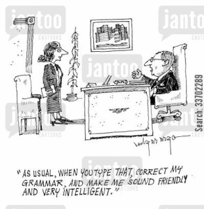 'As usual, when you type that, correct my grammar, and make me sound friendly and very intelligent.'